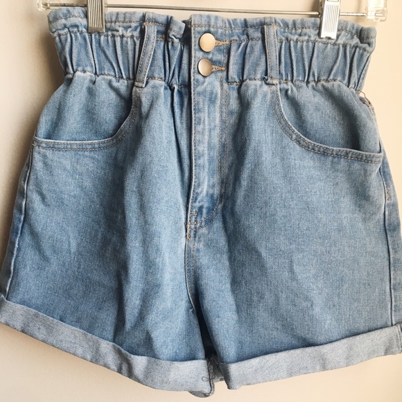 forever 21 paperbag denim shorts